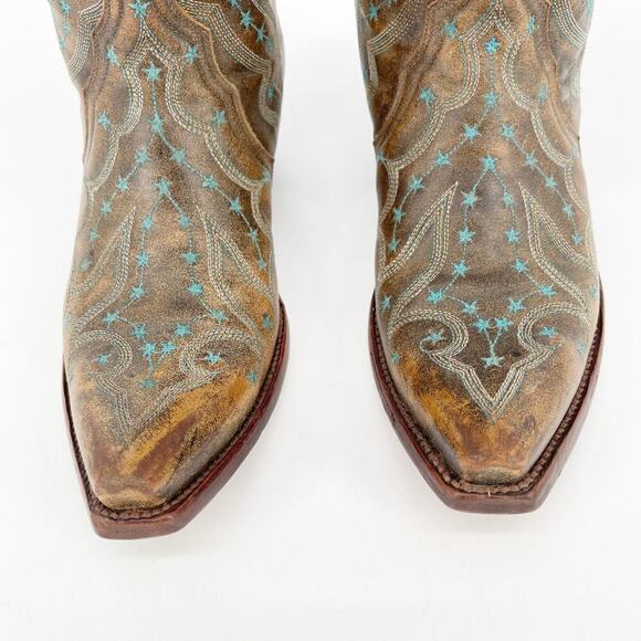 Vintage Old Gringo Rust Turquoise Celeste Star Print Western Cowgirl Boot size 6 - Picture 6 of 10